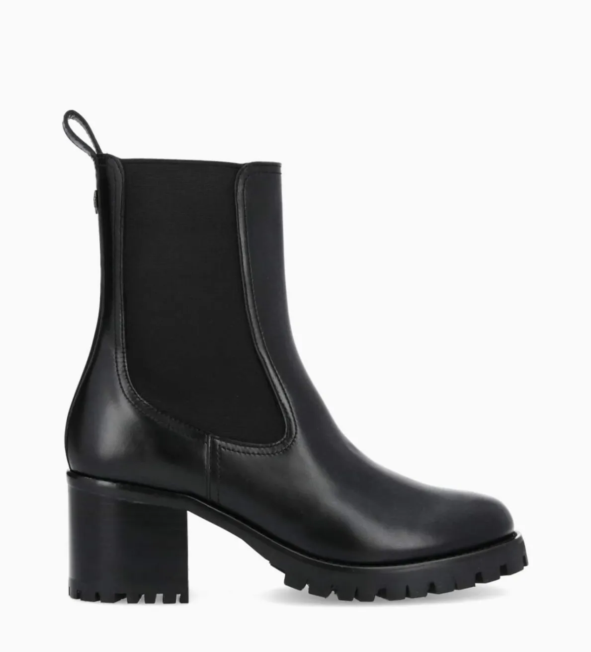 Outlet FREE LANCE Paris Bottine chelsea à talon - Jade 45 - Cuir de veau lisse brillant - Noir