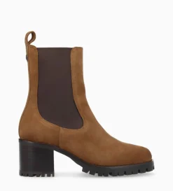 Outlet FREE LANCE Paris Bottine chelsea à talon - Jade 45 - Cuir velours - Brun