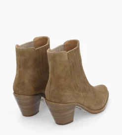 New FREE LANCE Paris Bottine chelsea à talon - Jane 70 - Cuir velours - Taupe