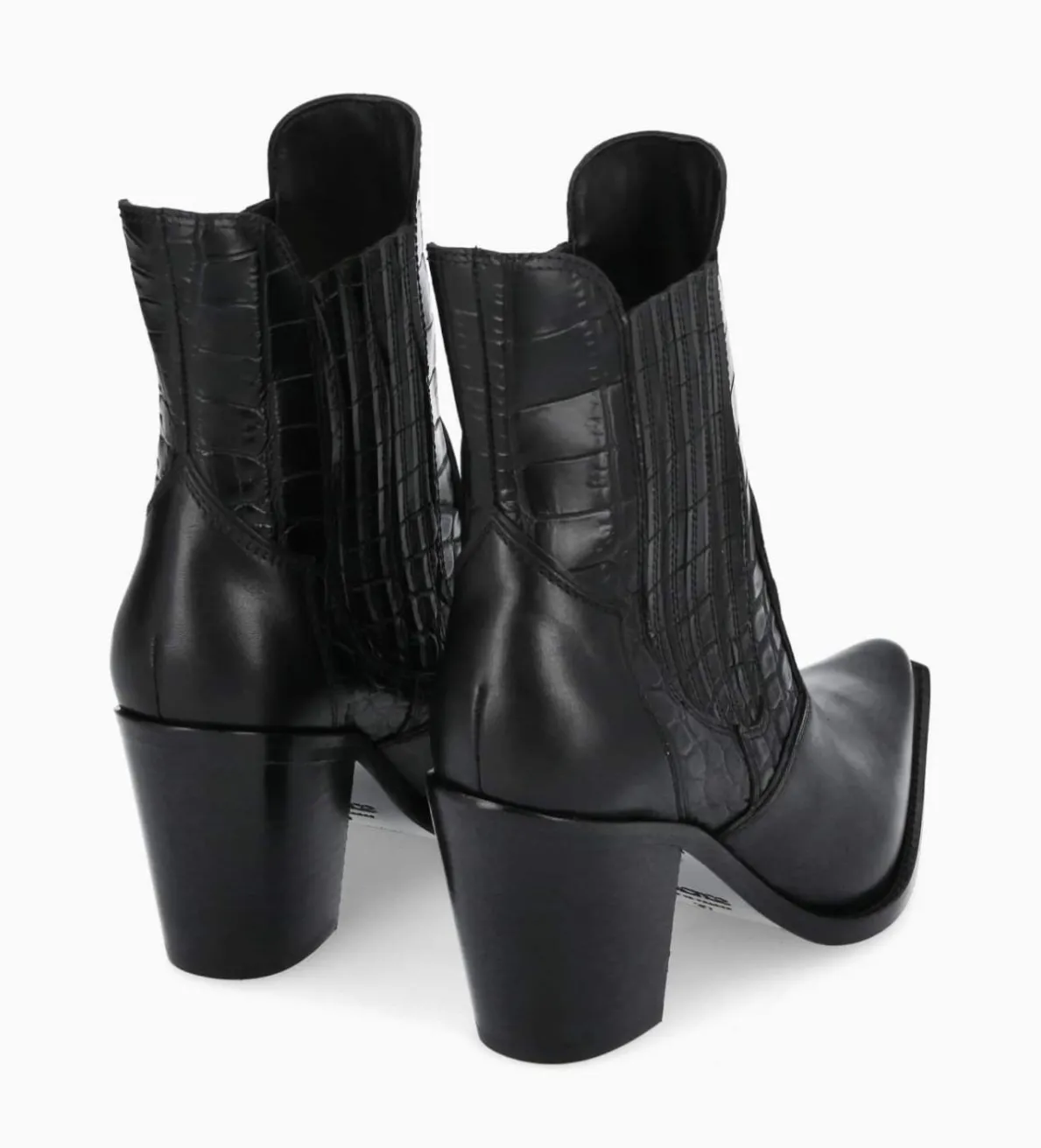 Clearance FREE LANCE Paris Bottine chelsea à talon - Sandy 80 - Cuir imprimé crocodile/Cuir lisse brillant - Noir