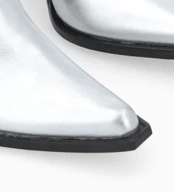 Best FREE LANCE Paris Bottine chelsea à talon - Sandy 80 - Cuir imprimé crocodile/Cuir métallisé - Argent
