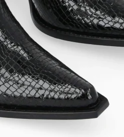 Best FREE LANCE Paris Bottine chelsea à talon - Sandy 80 - Cuir imprimé serpent verni - Noir