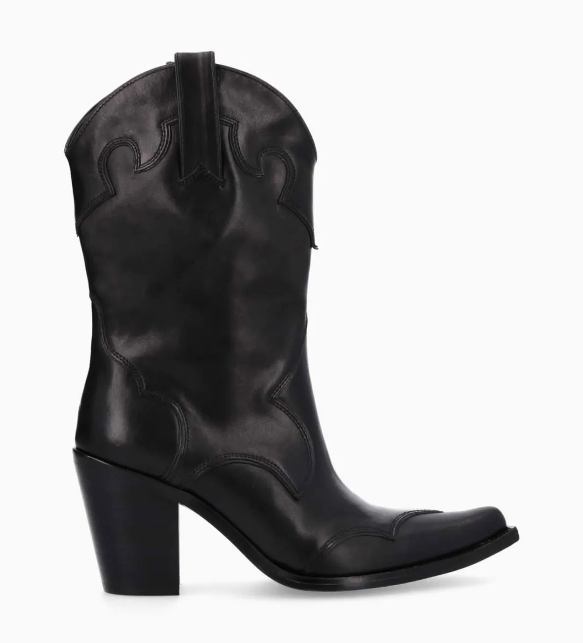 Best FREE LANCE Paris Bottine western à talon - Andy 80 - Cuir de veau lisse mat - Noir