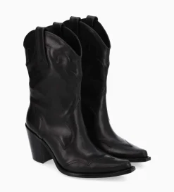 Best FREE LANCE Paris Bottine western à talon - Andy 80 - Cuir de veau lisse mat - Noir