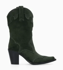 Online FREE LANCE Paris Bottine western à talon - Andy 80 - Cuir velours - Militaire