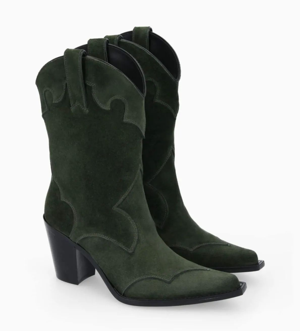 Online FREE LANCE Paris Bottine western à talon - Andy 80 - Cuir velours - Militaire