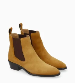 New FREE LANCE Paris Bottine western chelsea - Kim 40 - Cuir velours - Caramel
