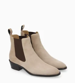 FREE LANCE Paris Bottine western chelsea - Kim 40 - Cuir velours - Taupe