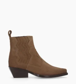 Hot FREE LANCE Paris Bottine western chelsea - Calamity 40 - Cuir velours - Brun