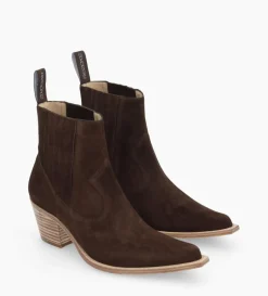Online FREE LANCE Paris Bottine western chelsea - Sibelle 50 - Cuir velours - Ebène