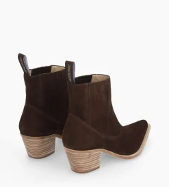 Online FREE LANCE Paris Bottine western chelsea - Sibelle 50 - Cuir velours - Ebène