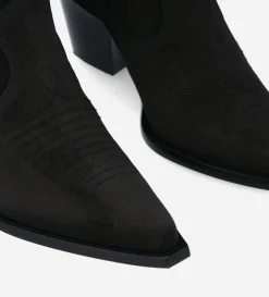 FREE LANCE Paris Bottine western chelsea brodée à talon - Simone 50 - Cuir velours - Noir
