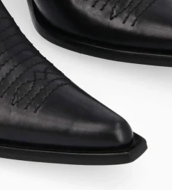 Hot FREE LANCE Paris Bottine western chelsea brodée à talon - Simone 50 - Cuir de veau lisse brillant - Noir