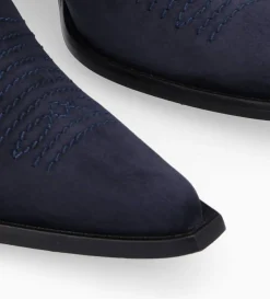 FREE LANCE Paris Bottine western chelsea brodée à talon - Simone 50 - Cuir velours - Marine