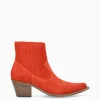 Sale FREE LANCE Paris Bottine western chelsea brodée à talon - Simone 50 - Cuir velours - Coquelicot