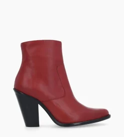 Outlet FREE LANCE Paris Bottine western zippée - Jane 9 - Cuir lisse - Rouge