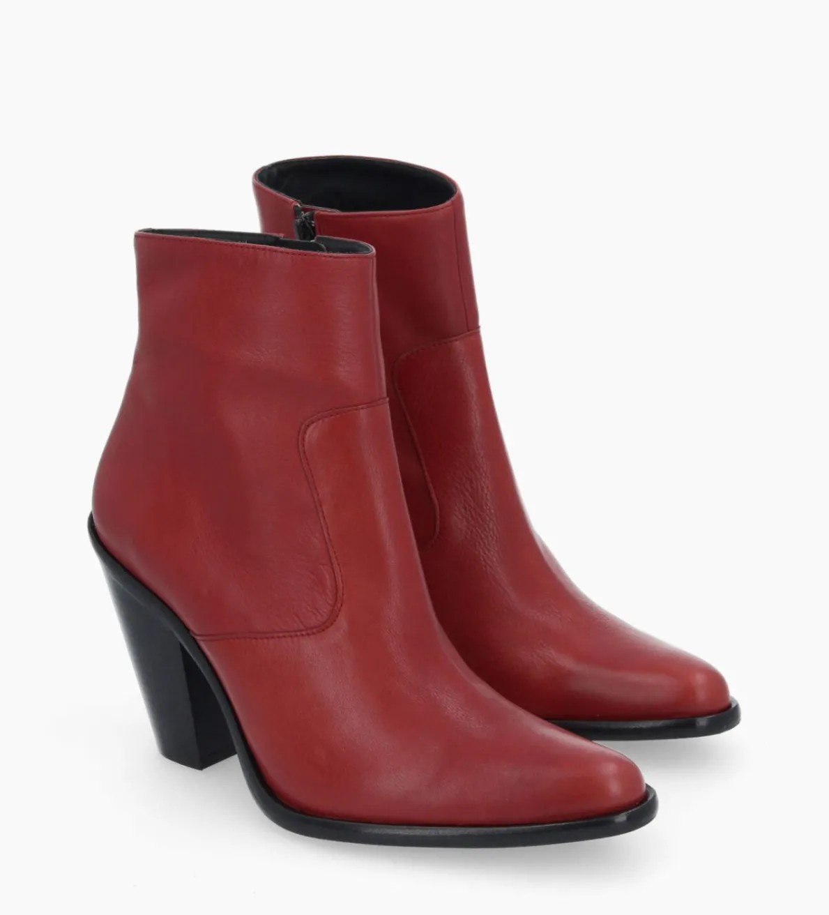 Outlet FREE LANCE Paris Bottine western zippée - Jane 9 - Cuir lisse - Rouge