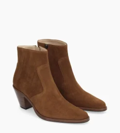 Online FREE LANCE Paris Bottine western zippée - Jane 7 - Cuir velours - Marron