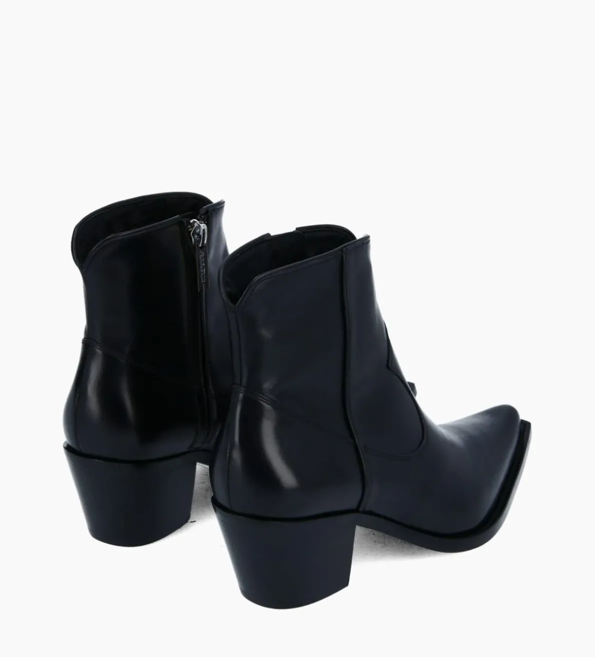 New FREE LANCE Paris Bottine western zippée à talon - Sadie 50 - Cuir de veau lisse brillant - Noir
