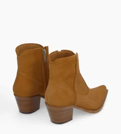 Outlet FREE LANCE Paris Bottine western zippée à talon - Sadie 50 - Cuir velours - Biscuit