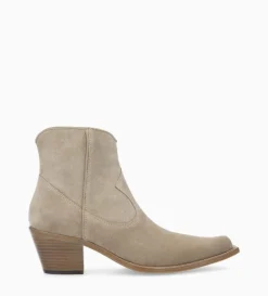 FREE LANCE Paris Bottine western zippée à talon - Sadie 50 - Cuir velours - Grège