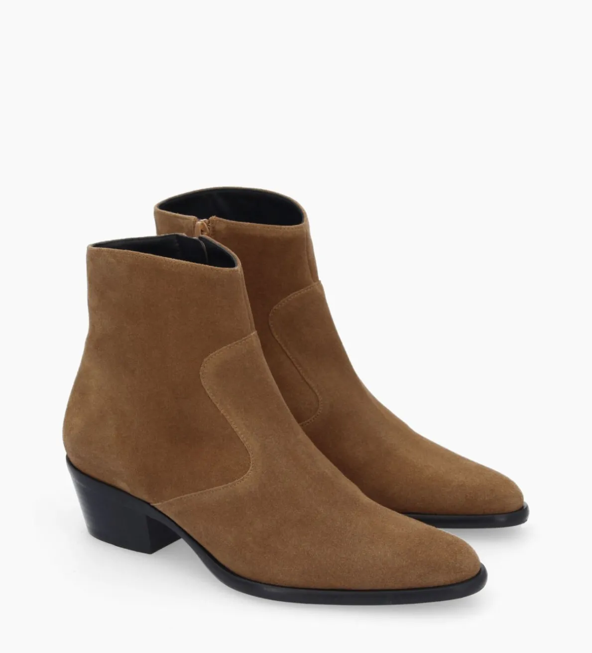 New FREE LANCE Paris Bottine western zippée à talon - Jane 5 - Cuir velours - Sienna