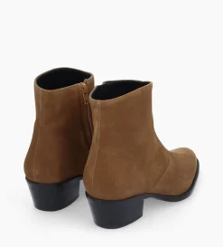 New FREE LANCE Paris Bottine western zippée à talon - Jane 5 - Cuir velours - Sienna