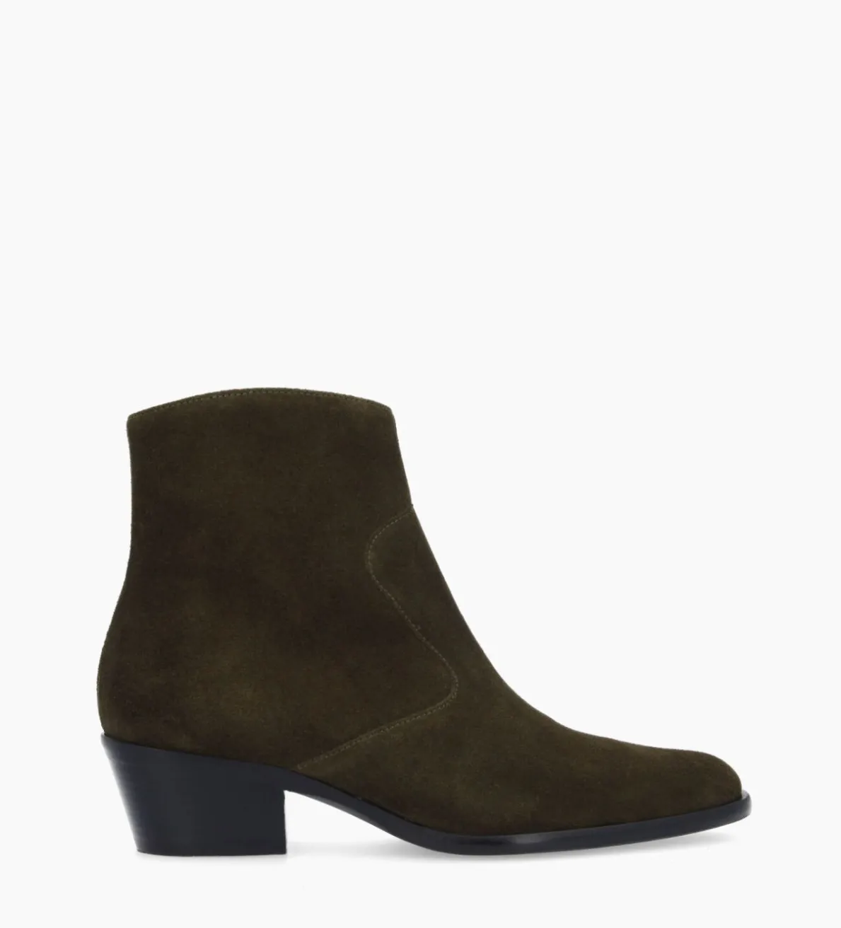 Sale FREE LANCE Paris Bottine western zippée à talon - Jane 5 - Cuir velours - Kaki