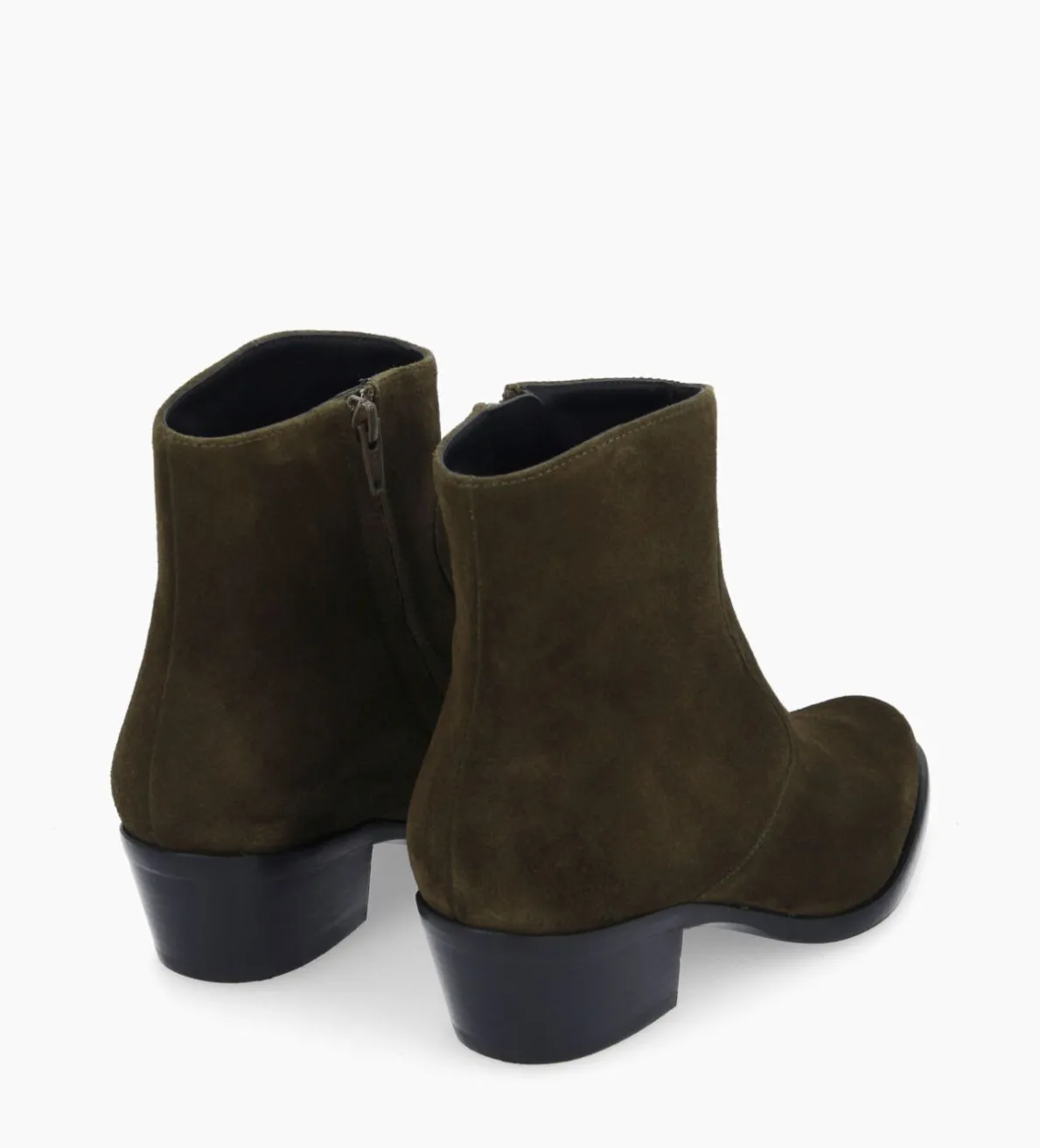 Sale FREE LANCE Paris Bottine western zippée à talon - Jane 5 - Cuir velours - Kaki
