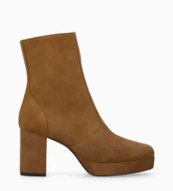 Discount FREE LANCE Paris Bottine zippée à talon - Carlotta 70 - Cuir velours - Brun