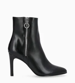 Hot FREE LANCE Paris Bottine zippée à talon - Steffy 85 - Cuir de veau lisse brillant - Noir