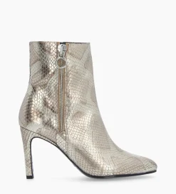 Best FREE LANCE Paris Bottine zippée à talon - Steffy 85 - Cuir imprimé serpent - Doré