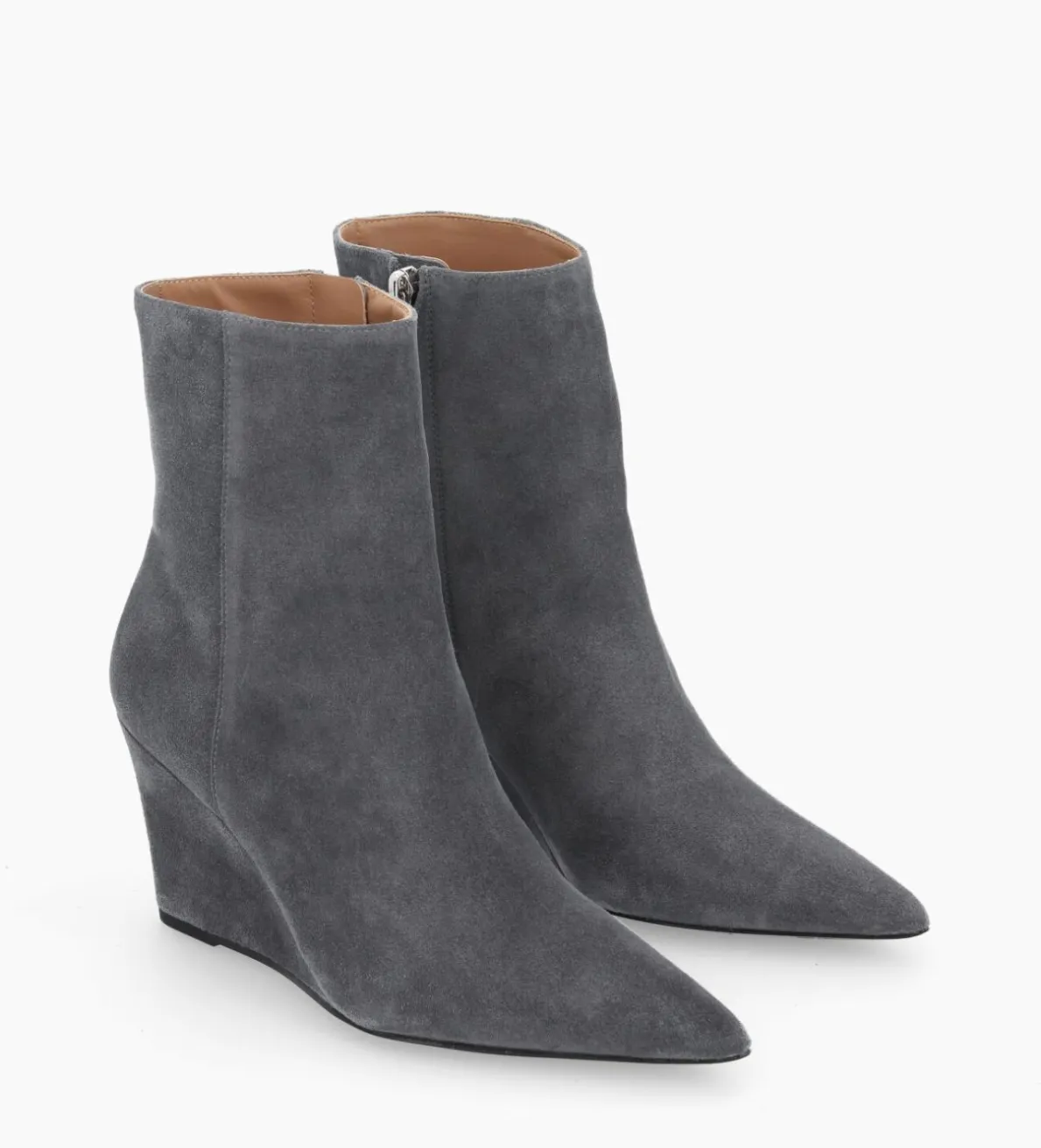 Sale FREE LANCE Paris Bottine zippée à talon compensé - Florence 70 - Cuir velours - Stone