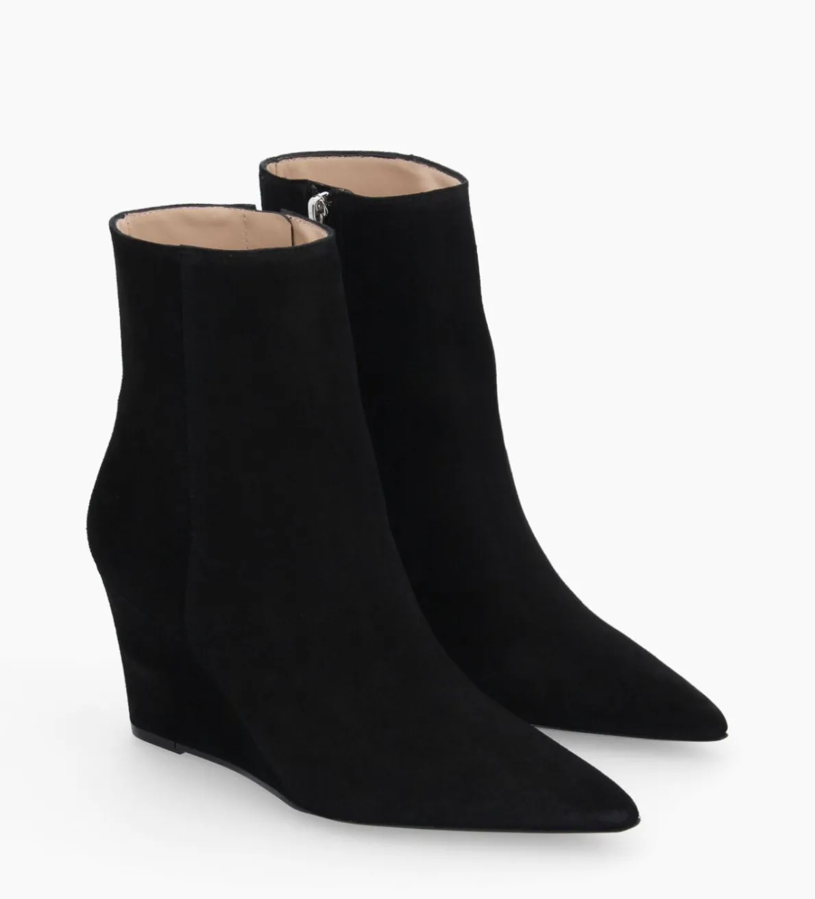 Clearance FREE LANCE Paris Bottine zippée à talon compensé - Florence 70 - Cuir velours - Noir