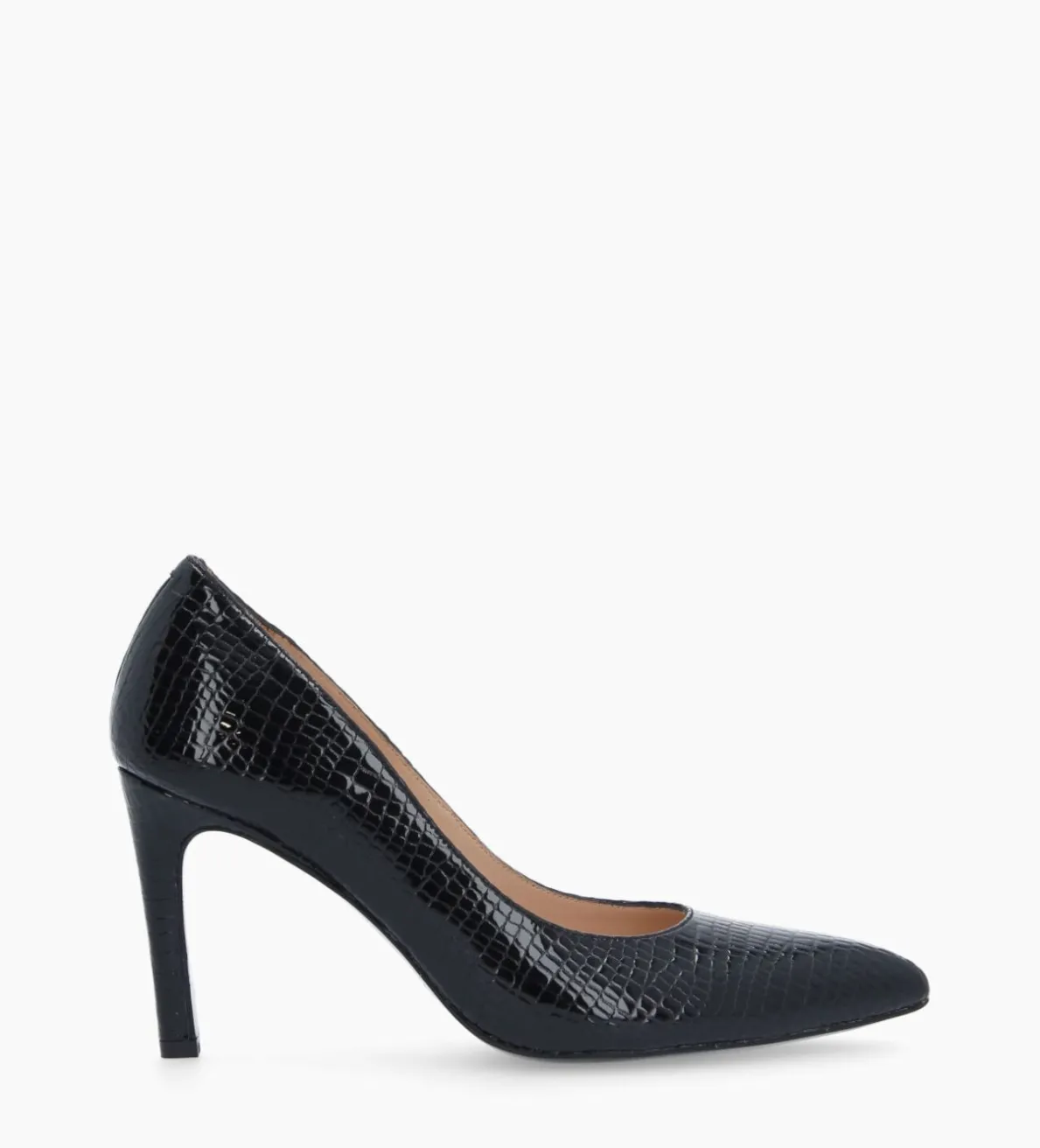 Best FREE LANCE Paris Escarpin à bout pointu - Forel 70 - Cuir verni imprimé serpent - Noir