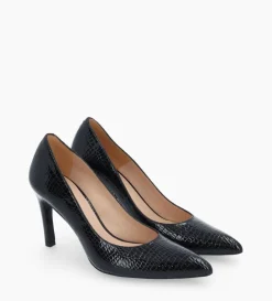 Best FREE LANCE Paris Escarpin à bout pointu - Forel 70 - Cuir verni imprimé serpent - Noir