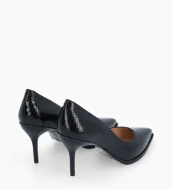 Sale FREE LANCE Paris Escarpin à bout pointu - Jamie 70 - Cuir verni imprimé serpent - Noir