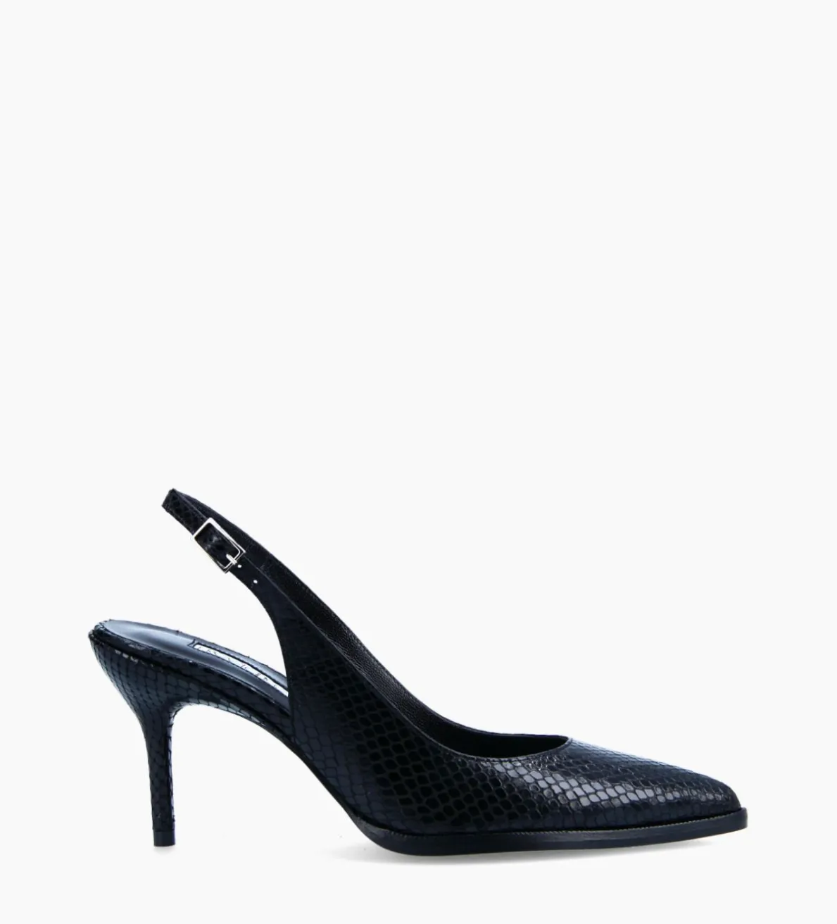 Outlet FREE LANCE Paris Escarpin à bride arrière - Jamie 70 - Cuir imprimé python - Noir