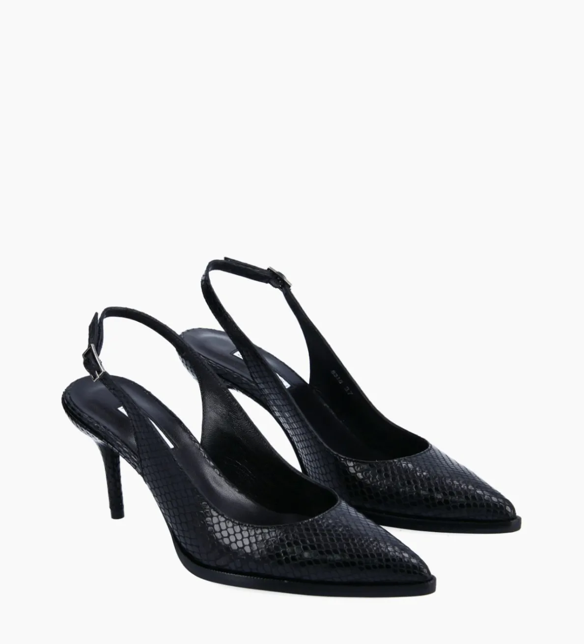 Outlet FREE LANCE Paris Escarpin à bride arrière - Jamie 70 - Cuir imprimé python - Noir