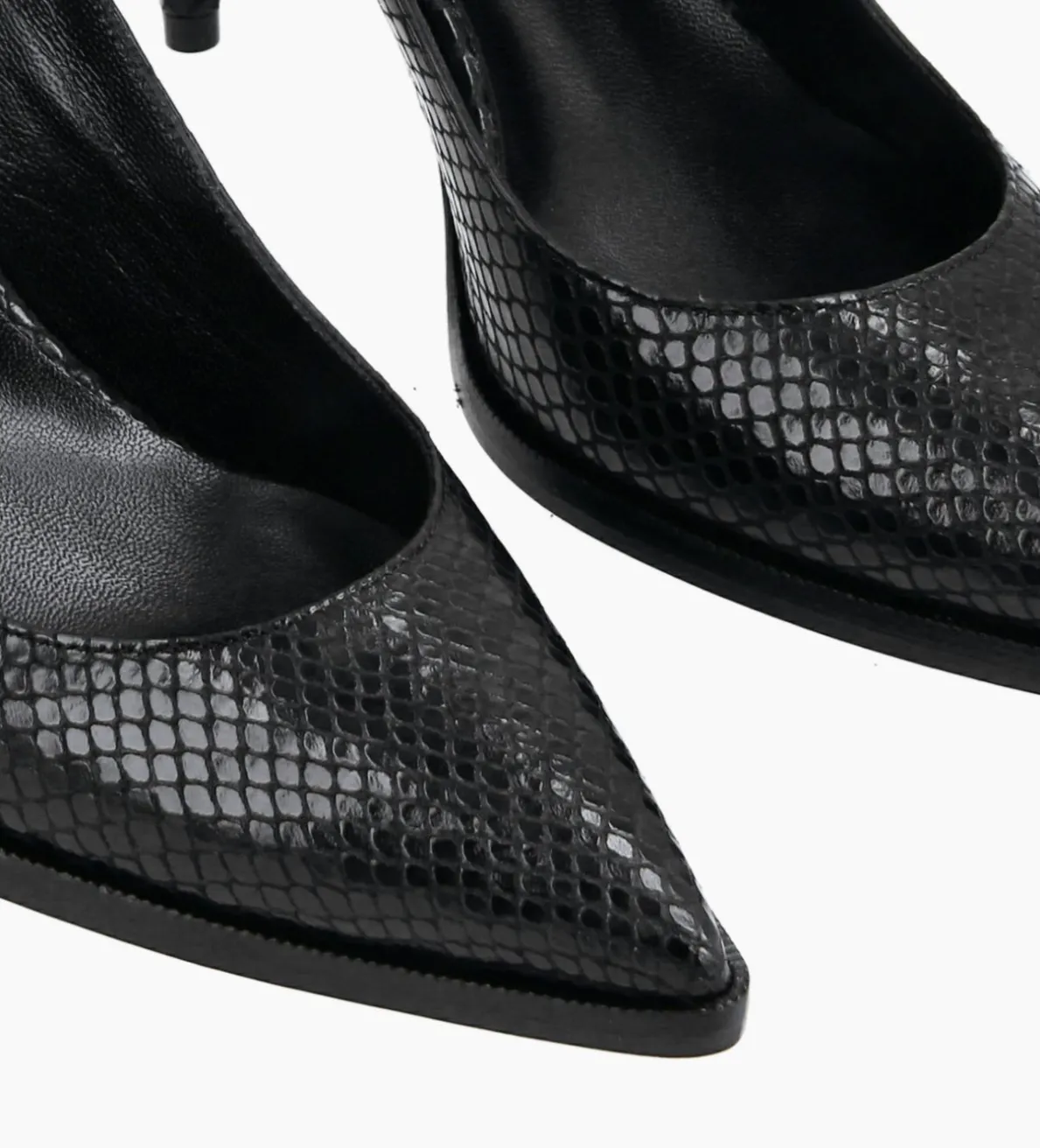 Outlet FREE LANCE Paris Escarpin à bride arrière - Jamie 70 - Cuir imprimé python - Noir