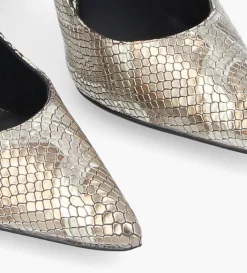 Clearance FREE LANCE Paris Escarpin à talon à bout pointu - Iris 85 - Cuir imprimé serpent - Doré