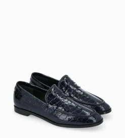 Clearance FREE LANCE Paris Mocassin - Anaïs - Cuir imprimé crocodile verni - Noir