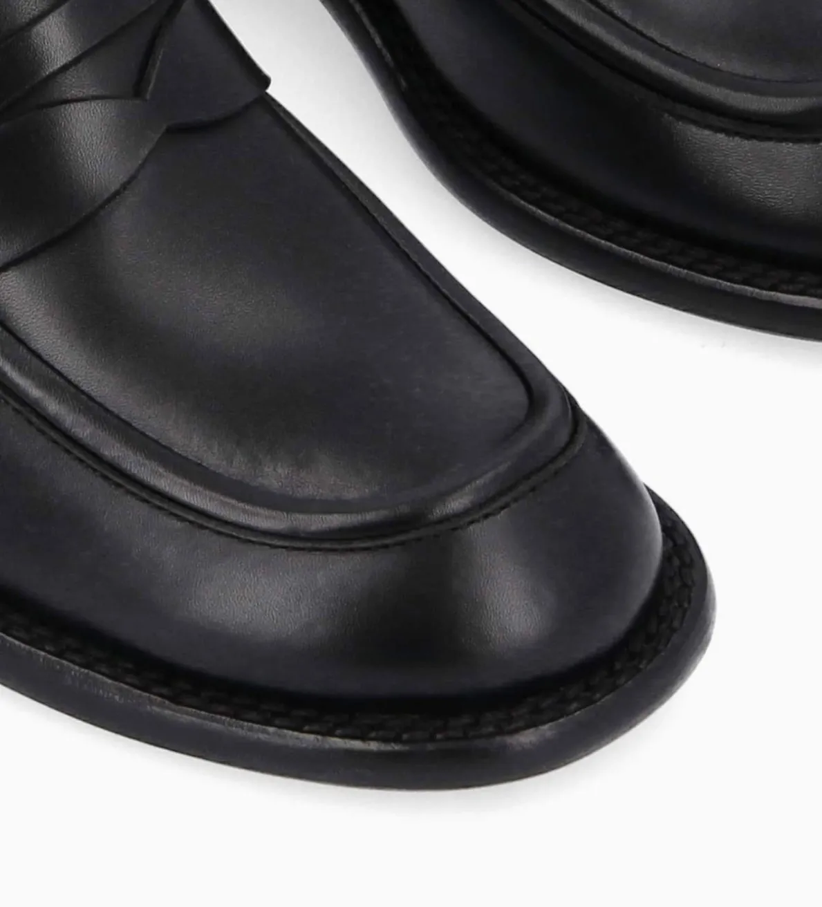 Best FREE LANCE Paris Mocassin à talon à bout carré - Anaïs 50 - Cuir de veau lisse brillant- Noir
