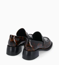 New FREE LANCE Paris Mocassin à talon à bout carré - Anaïs 50 - Cuir vernis - Turtle