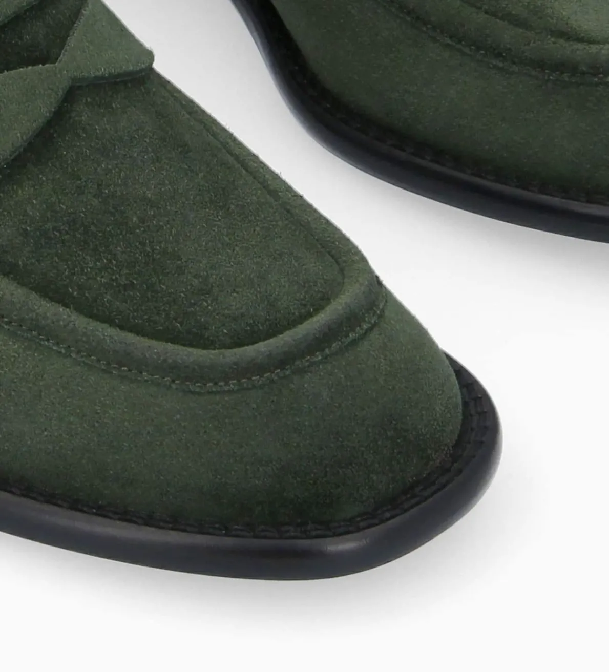 Outlet FREE LANCE Paris Mocassin à talon à bout carré - Anaïs 50 - Cuir velours - Militaire